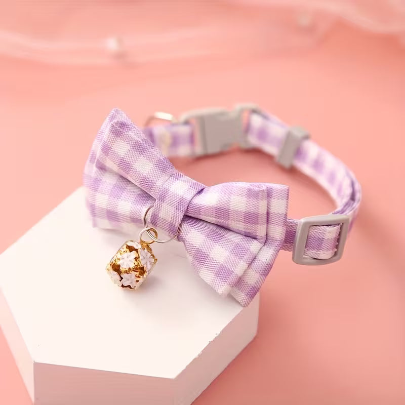 Nylon Pet Collar with Bell & Bow Tie