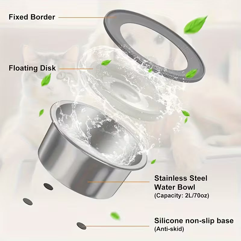 Anti-Spill Floating Stainless Steel Dog Water Bowl