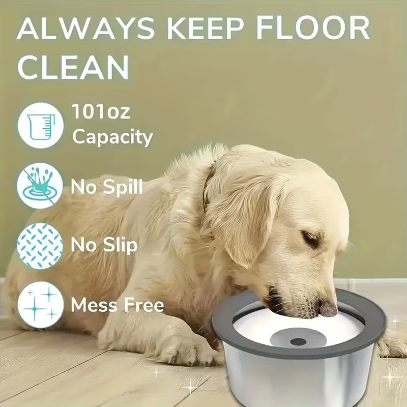 Anti-Spill Floating Stainless Steel Dog Water Bowl