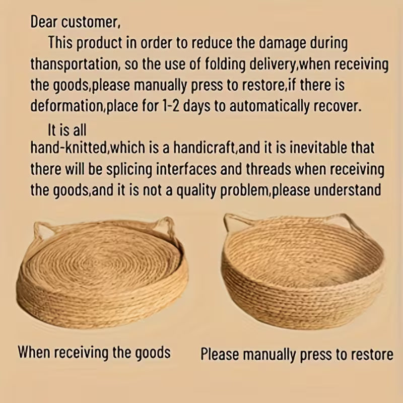 Woven Cat Bed with Pillow – All-Season Washable Pet Basket