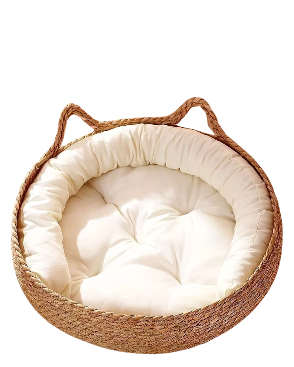Woven Cat Bed with Pillow – All-Season Washable Pet Basket