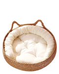 Woven Cat Bed with Pillow – All-Season Washable Pet Basket