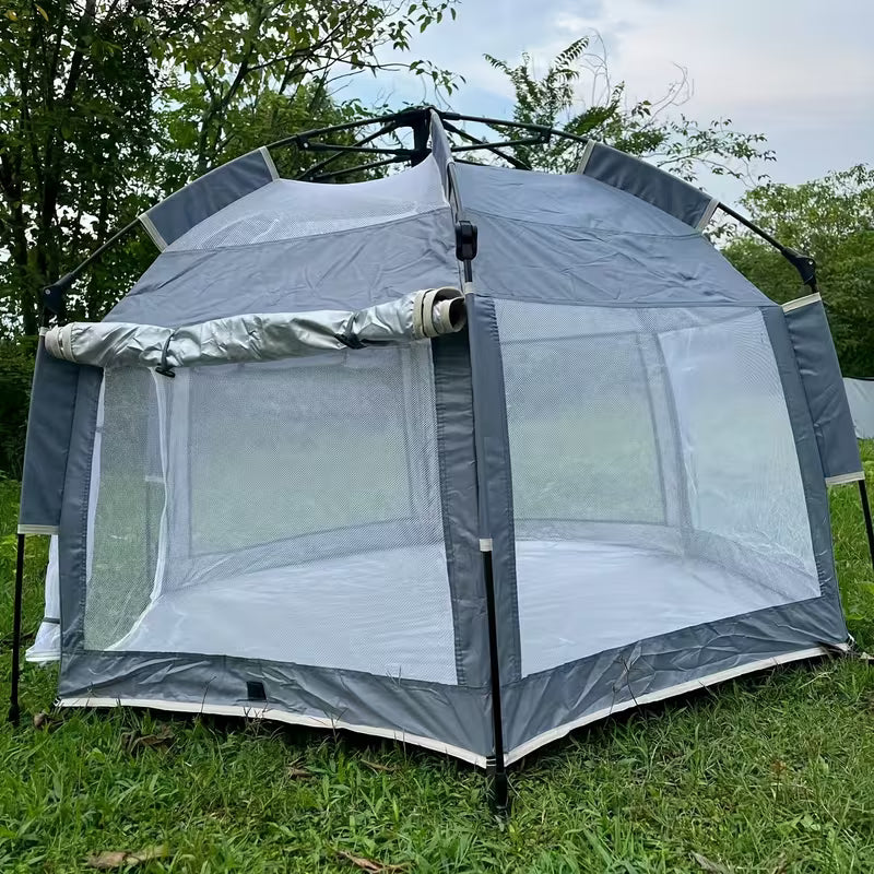 Foldable Cat Crate & Playpen with Ventilated Mesh Panels & Rainfly Canopy