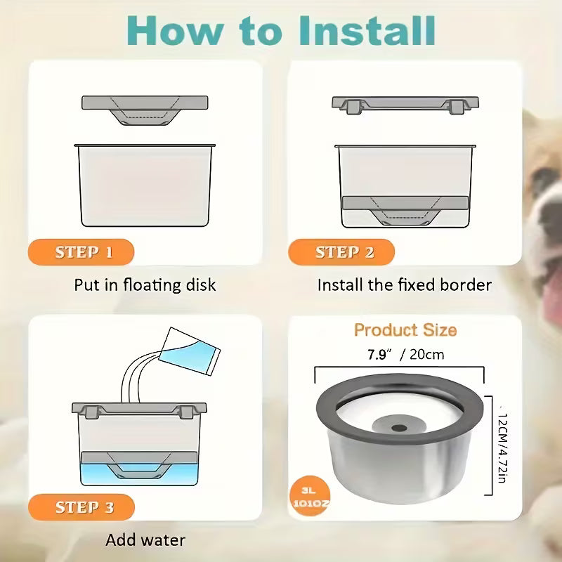 Anti-Spill Floating Stainless Steel Dog Water Bowl