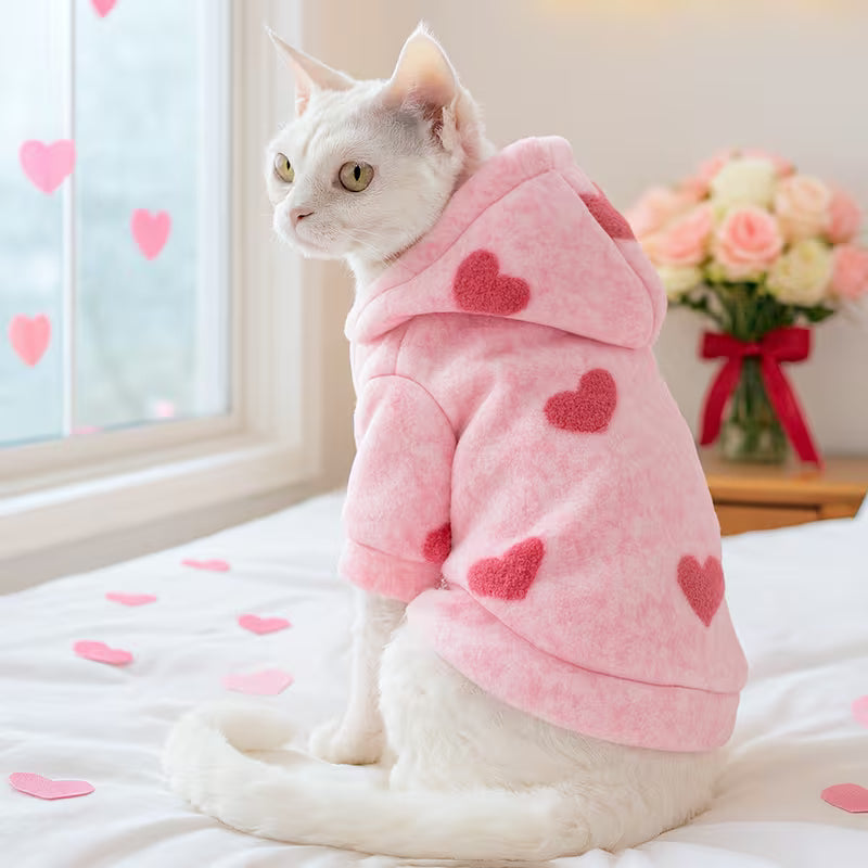 Cute Heart Hooded Sweatshirt for Cats