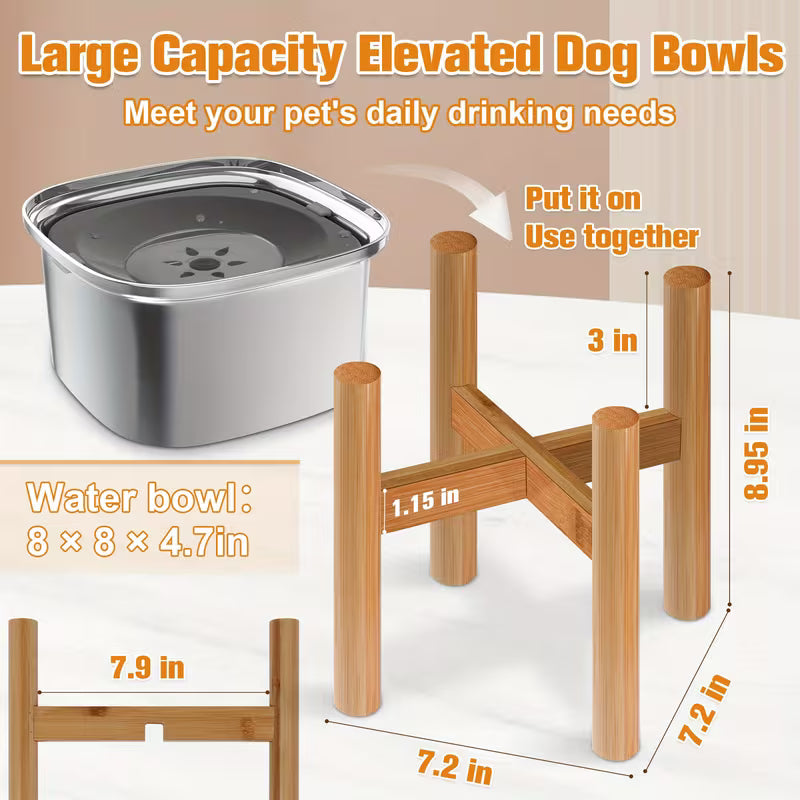 Elevated Stainless Steel Slow Water Dog Bowl