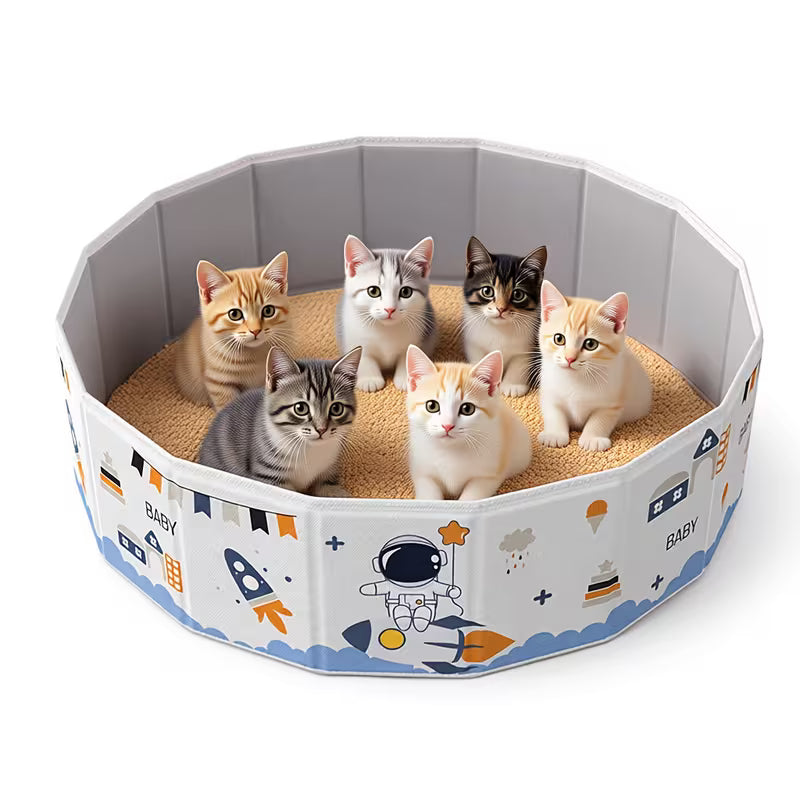 Foldable Space-Themed Cat Playpen
