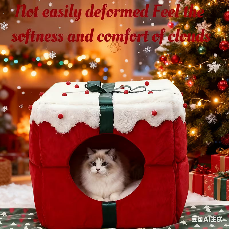 Cat Cave Bed – Breathable Dual-Layer Hideaway with Removable Memory Foam