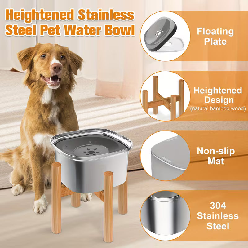 Elevated Stainless Steel Slow Water Dog Bowl