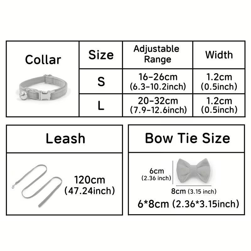 Cat Collar with Leash & Bow Tie