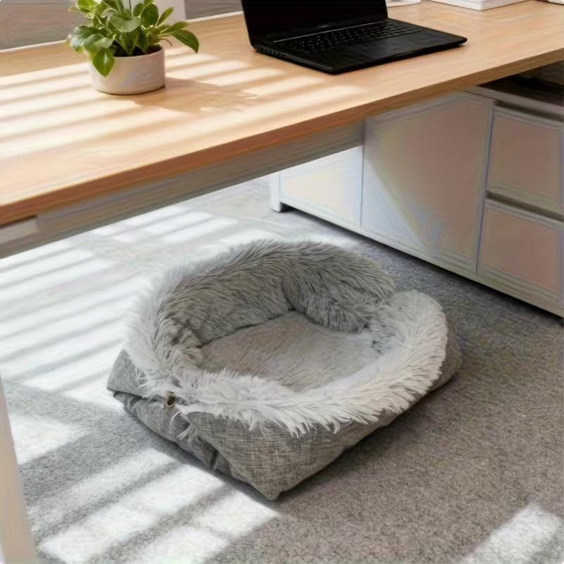 Versatile Long Plush Pet Bed – Cozy for Cats