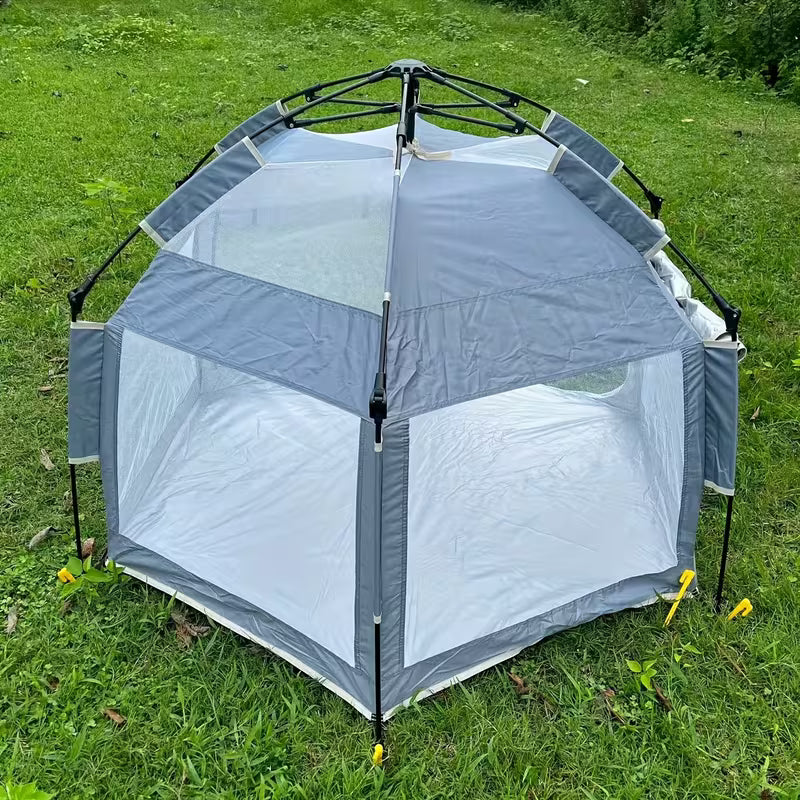 Foldable Cat Crate & Playpen with Ventilated Mesh Panels & Rainfly Canopy