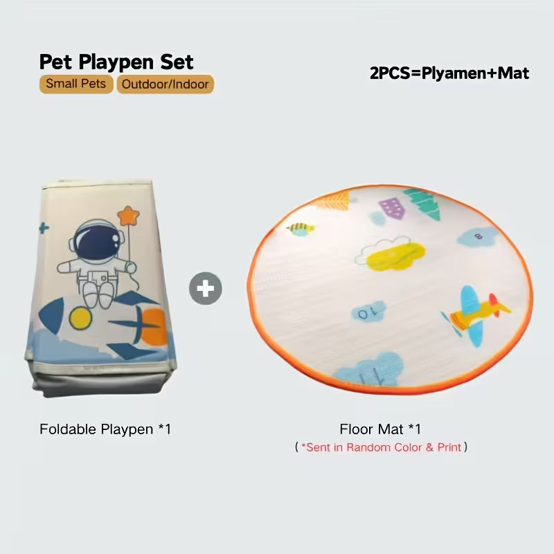 Foldable Space-Themed Cat Playpen