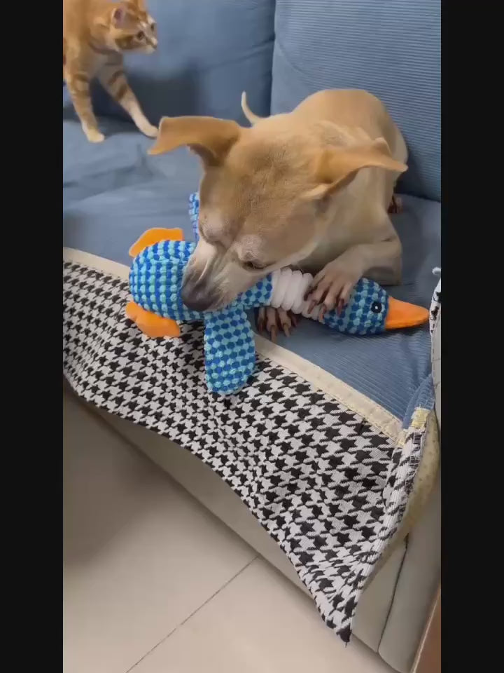 Plush Goose-Shaped Dog Toy